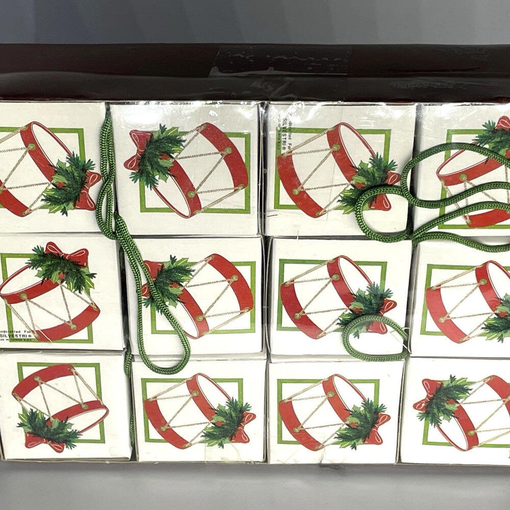Vintage Silvestri Cardboard Box Christmas Ornaments 12 Count Package